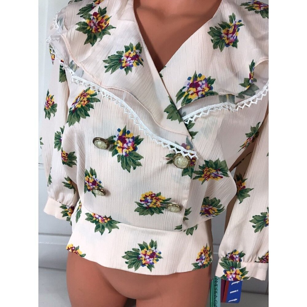 Andrea Gayle Vintage Floral Blouse Womens 6 New - Picture 5 of 5